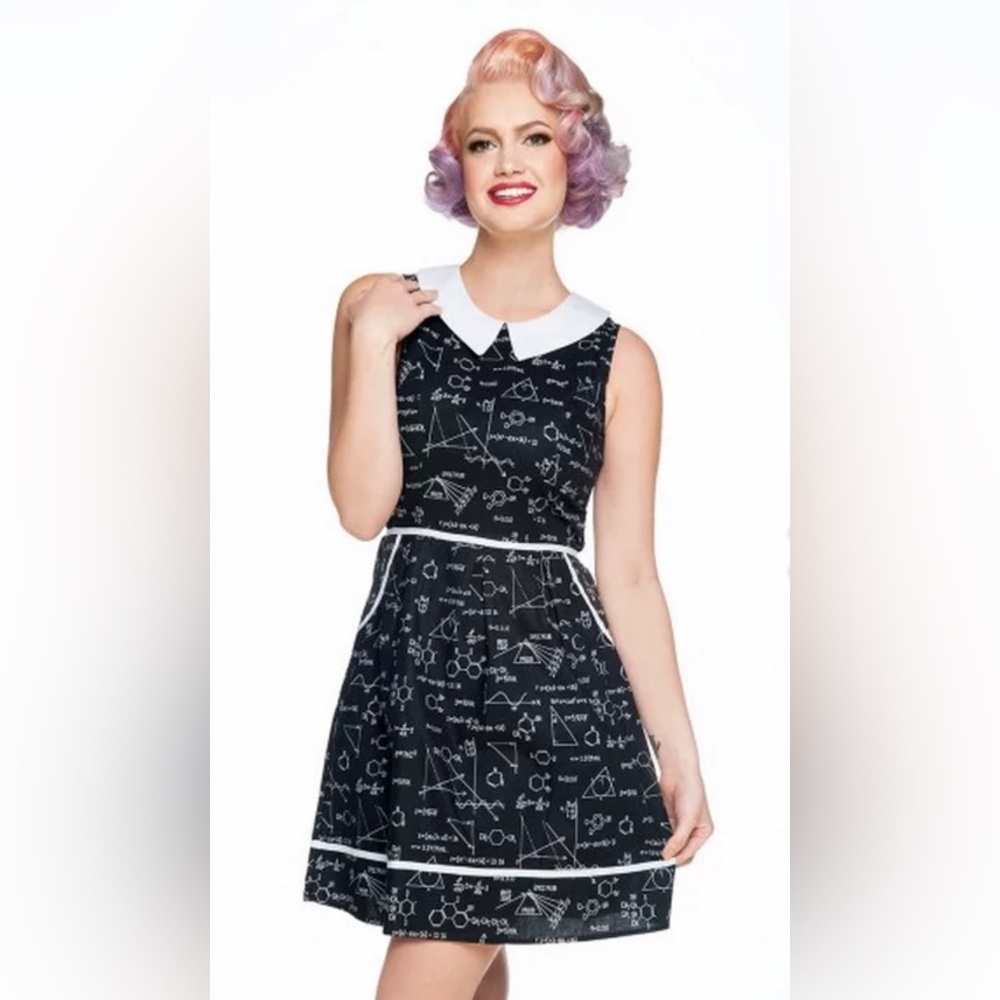 Retrolicious Black & White Science Print Mini Dress